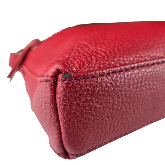 The Sak Pebbled Red Leather Zip Top Shoulder Crossbody Bag - Picture 7 of 10